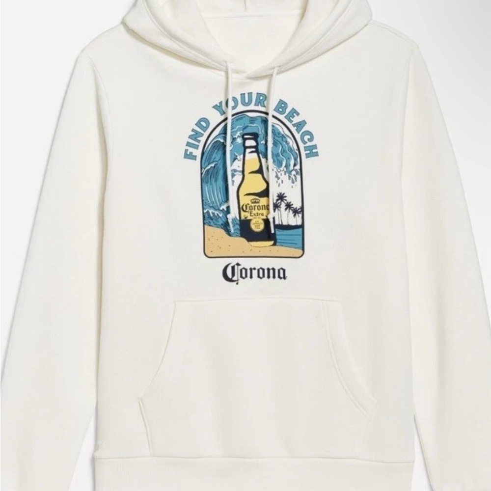 Corona White Hoodie with Beach Scene